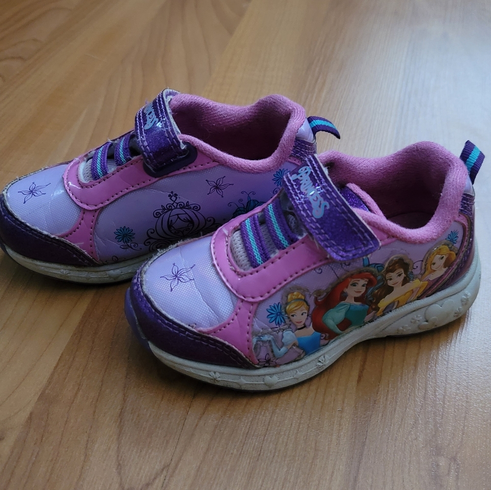 Disney Princess Pink Glitter Toddler Girl Sneaker Shoes Sz 6 Belle Jasmine Pink